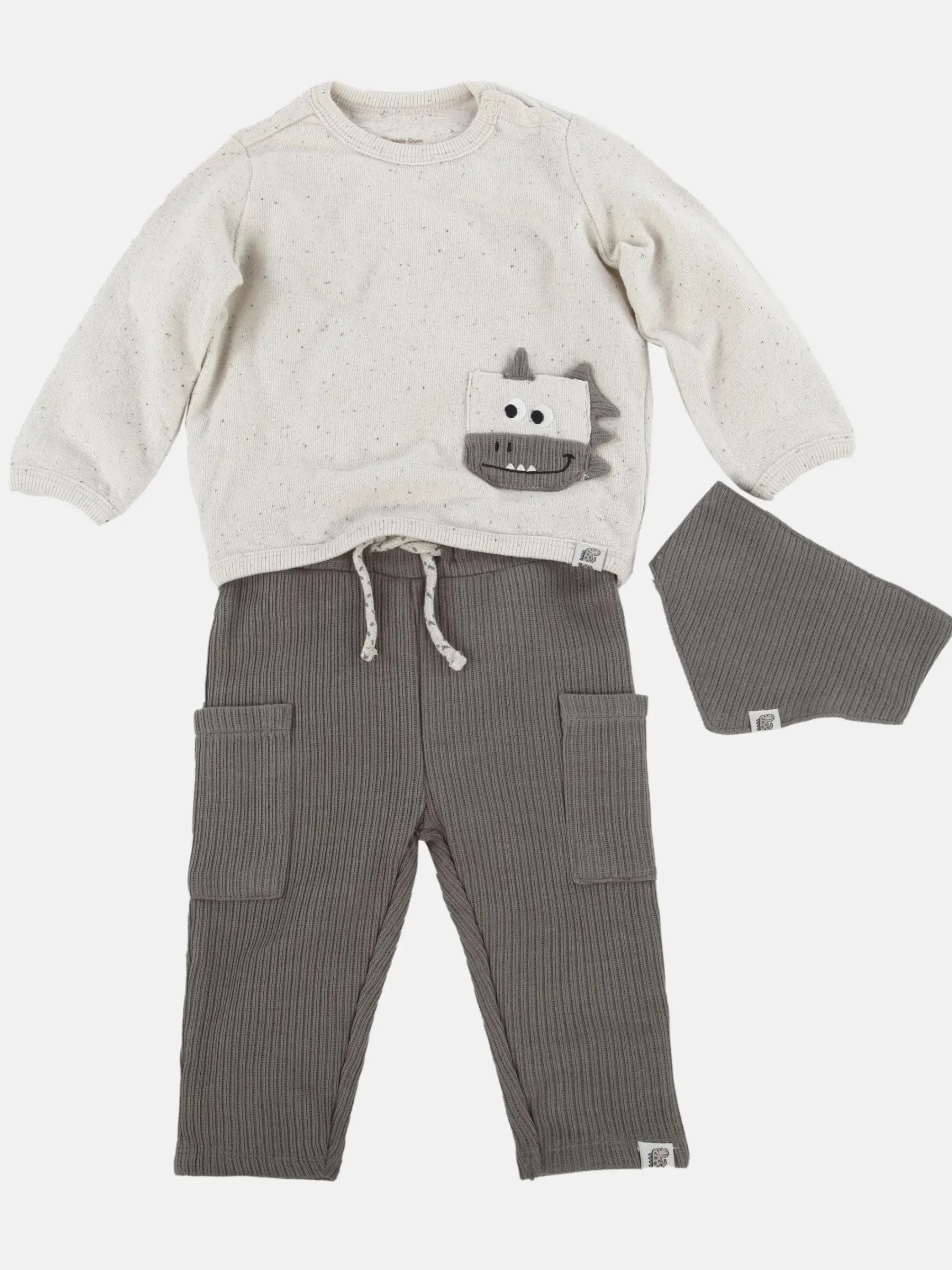 Kinder Bubble Gum Baby Jungen 3er Set, bestehend aus Pulli, Hose und Lätzchen