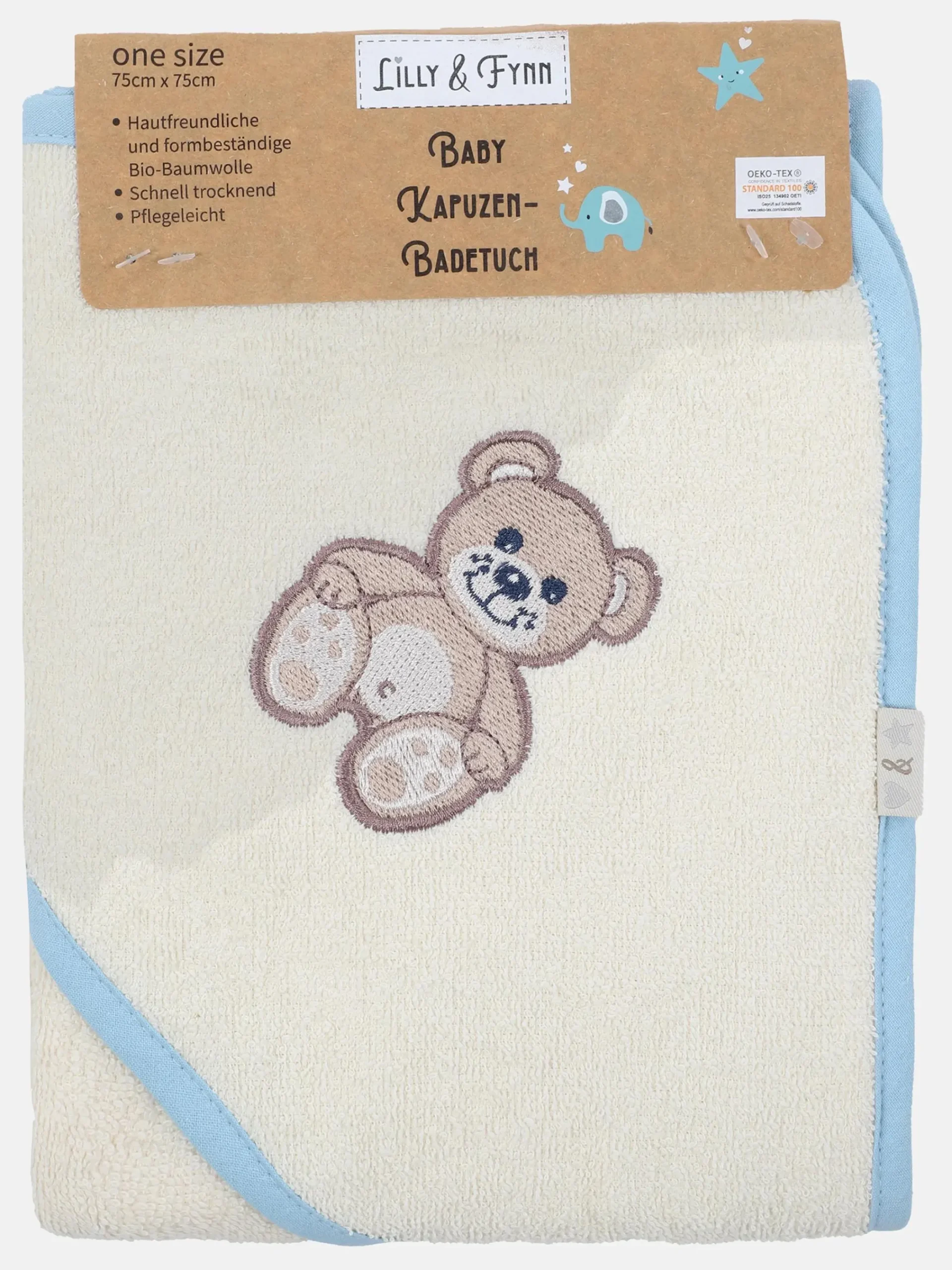 Lilly&Fynn Baby Kapuzenhandtuch mit Stickerei, 75x75cm