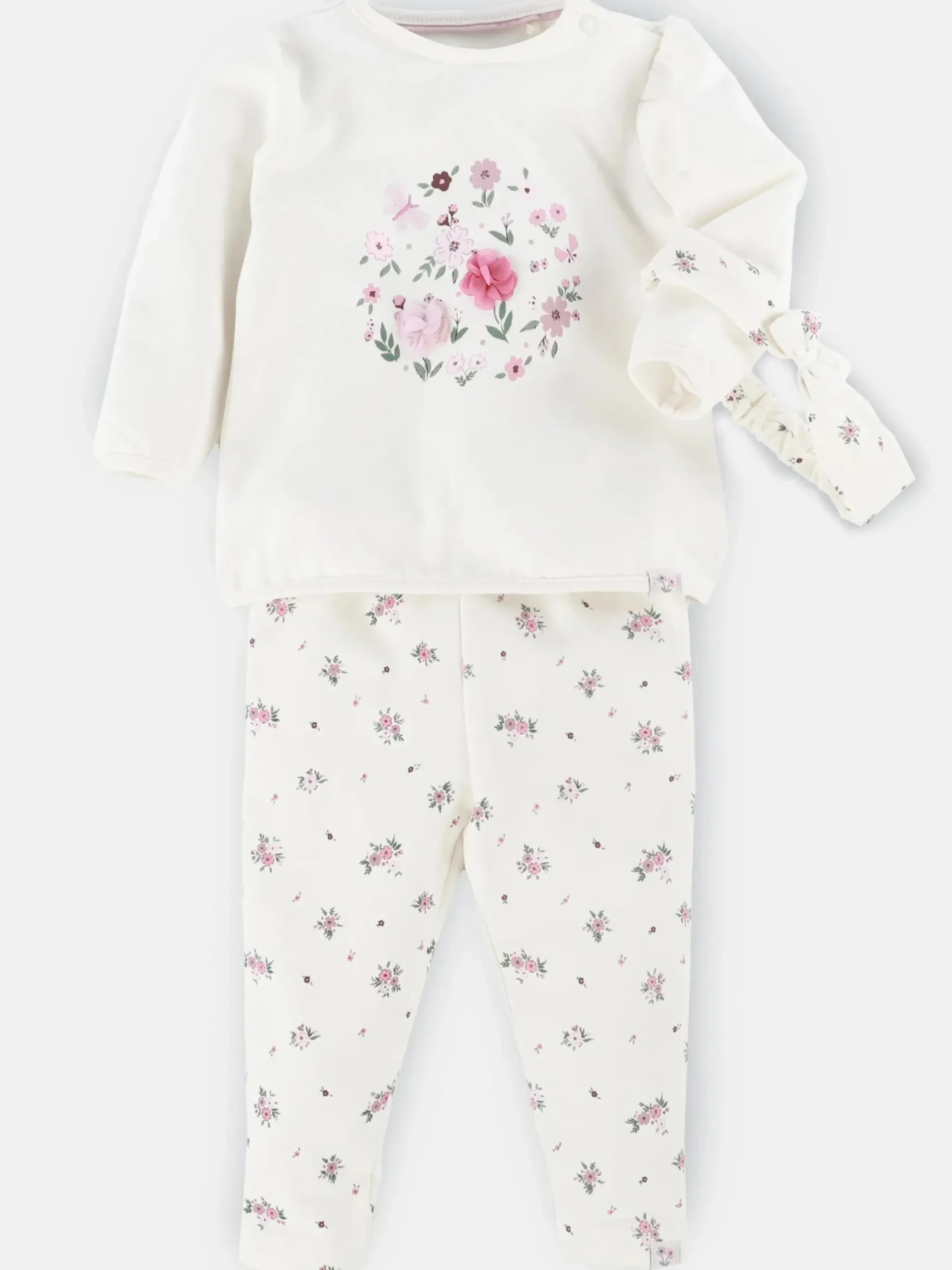 Kinder Bubble Gum Baby Mädchen Set, 3tlg., best. aus Hose, Sweatshirt und Stirnband