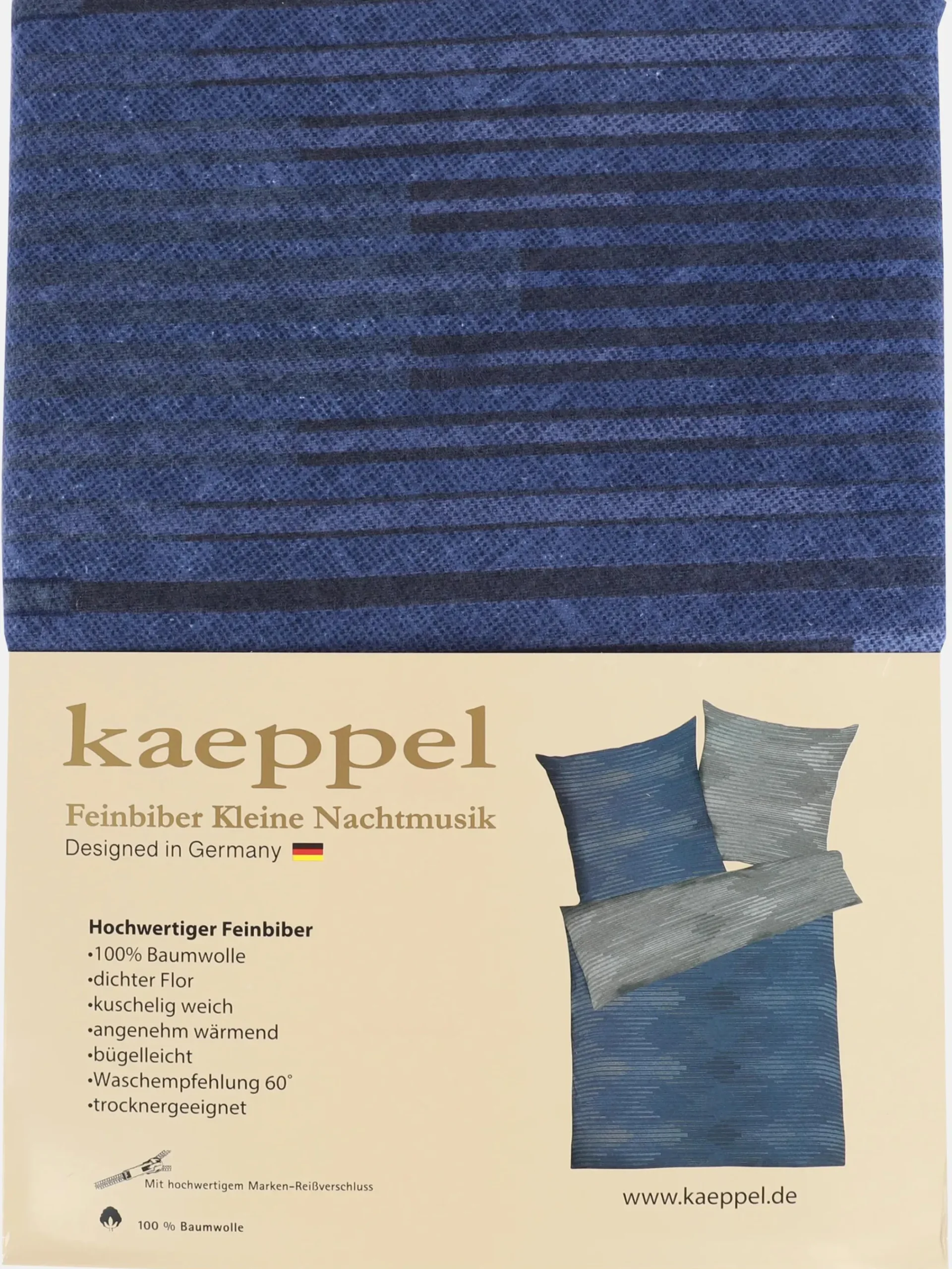 Kaeppel I Biberbettwäsche Ikat mit Linienmuster,155x220cm