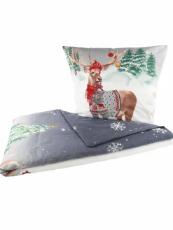 Kaeppel I Biberbettwäsche mit Rentiermotiv, 135x200cm