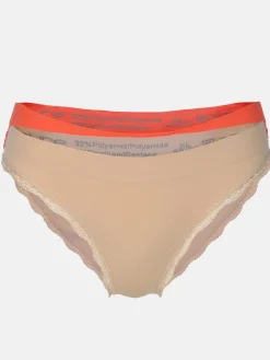 Damen Sure Damen Bikinislip mit Spitzenbesatz im 2er Pack