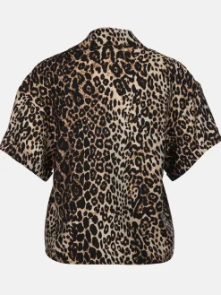 Damen IX-O Damen Bluse im Leoprint mit kurzem Arm