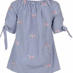 Damen Birkhahn Mode und Tracht Damen Bluse mit Carmen Ausschnitt