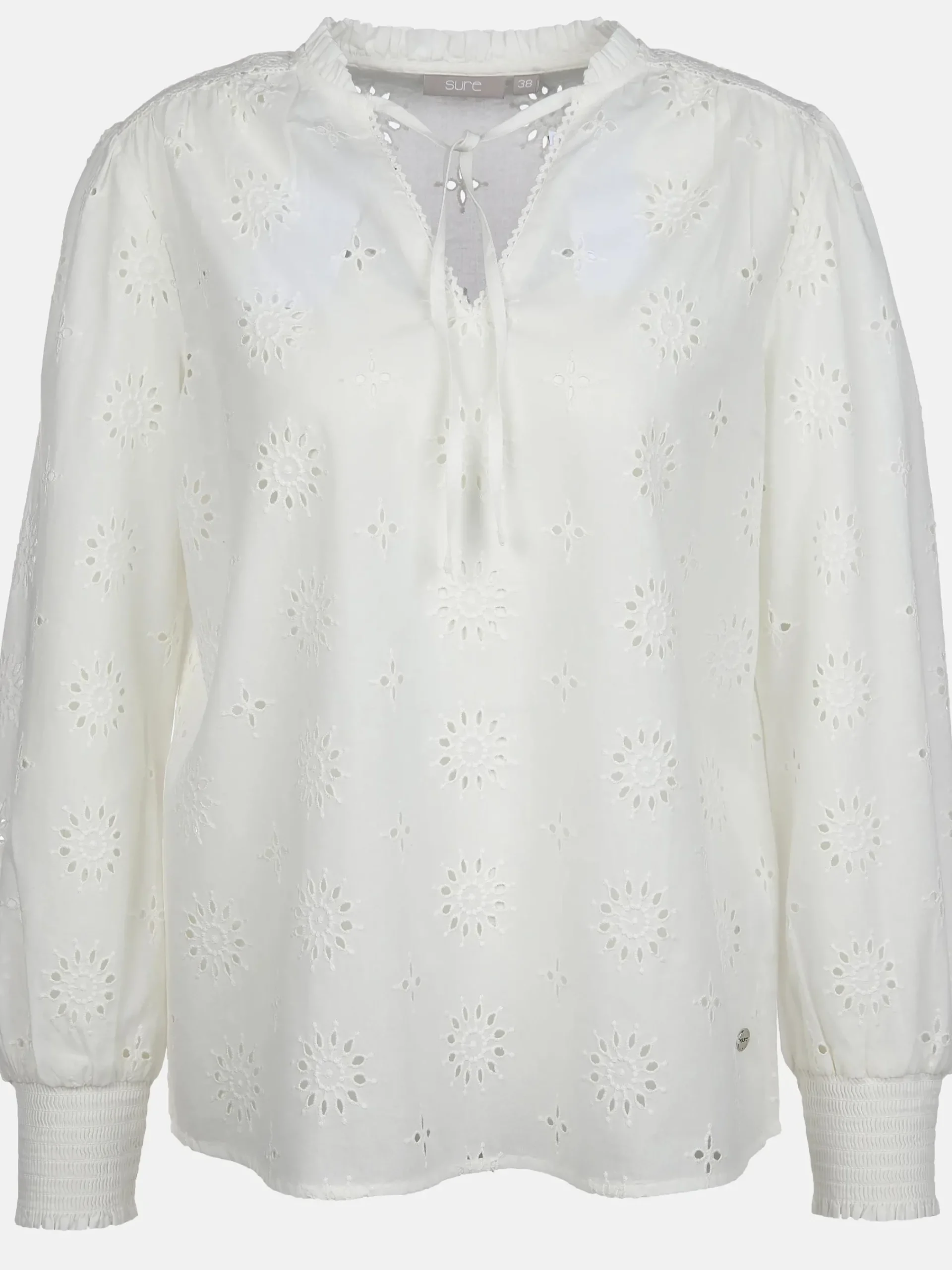 Damen Sure Damen Bluse mit Lochstickerei