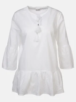 Damen Lisa Tossa Damen Bluse mit Lochstickerei und 3/4 Ärmel