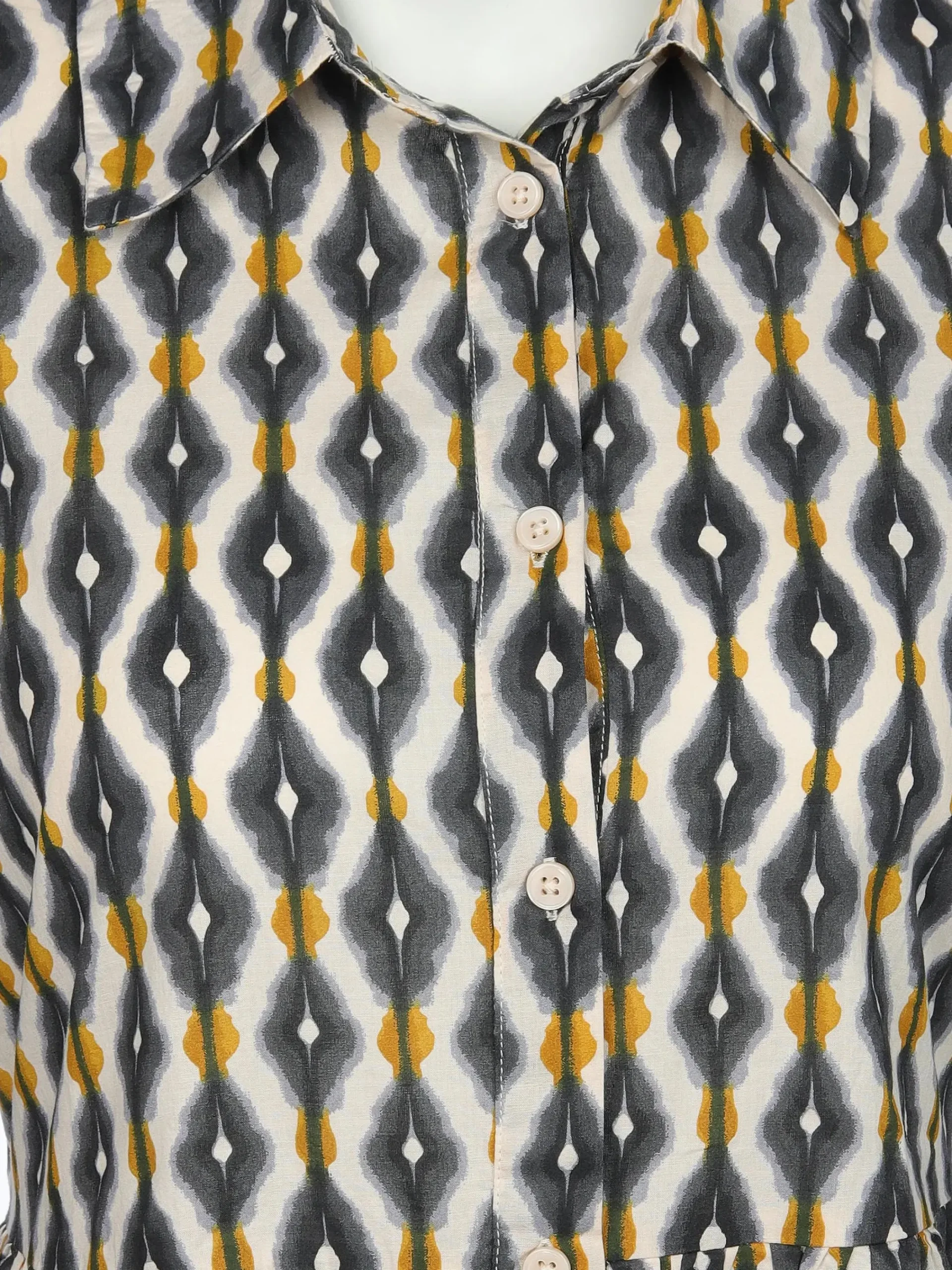 Damen Lisa Tossa Damen Blusenkleid mit Musterprint