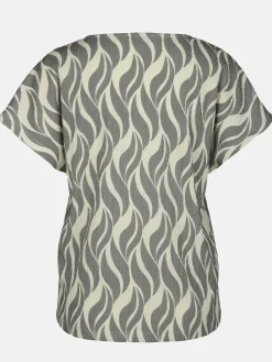 Damen Lisa Tossa Damen Crinkle-Shirt mit Alloverprint