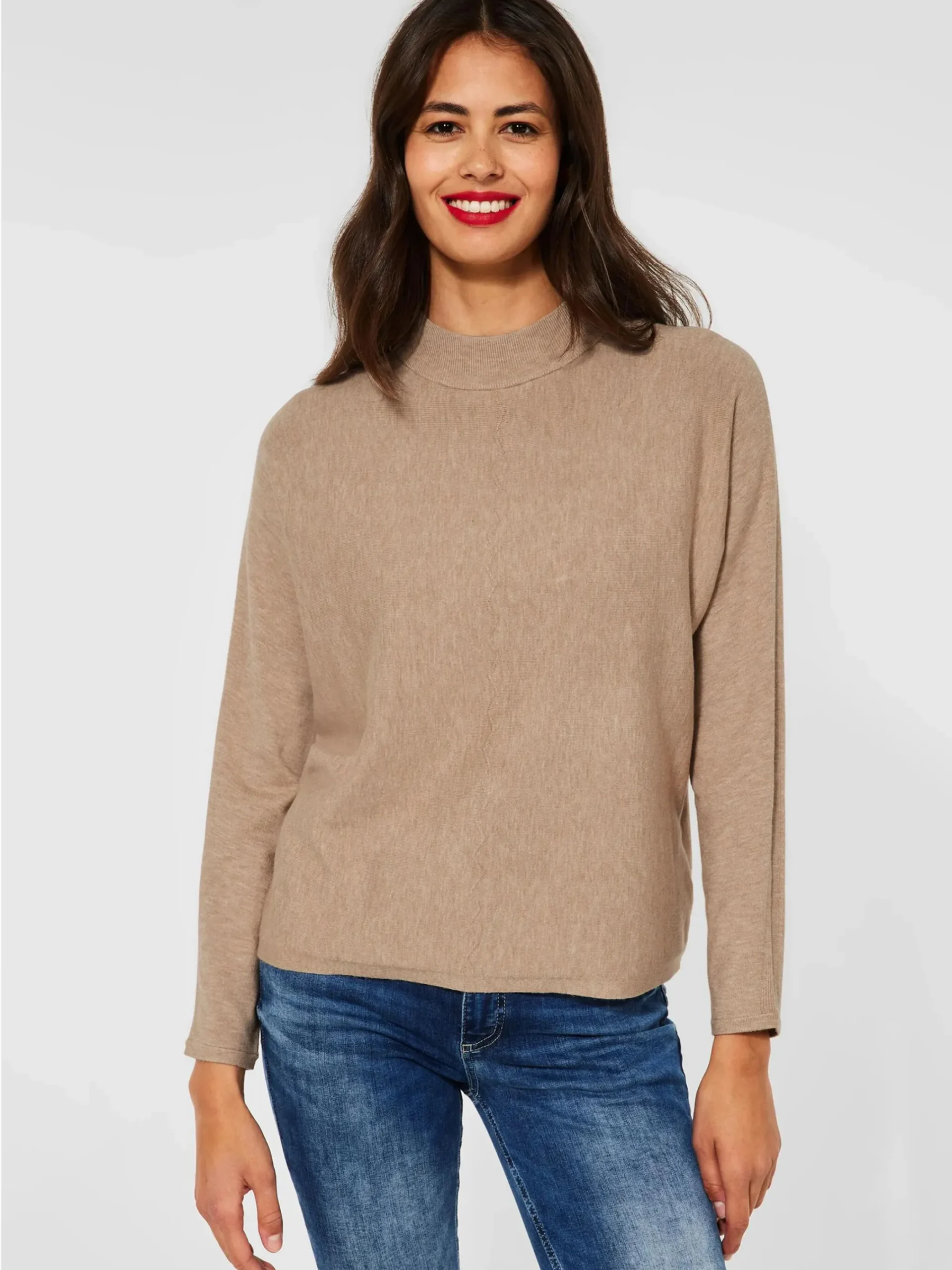 Damen Street One Damen Feinstrick-Pullover mit Stehkragen