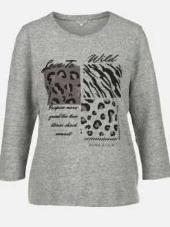 Damen Sure Damen Flauschshirt mit Print und Glitzersteinchen