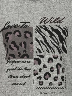 Damen Sure Damen Flauschshirt mit Print und Glitzersteinchen