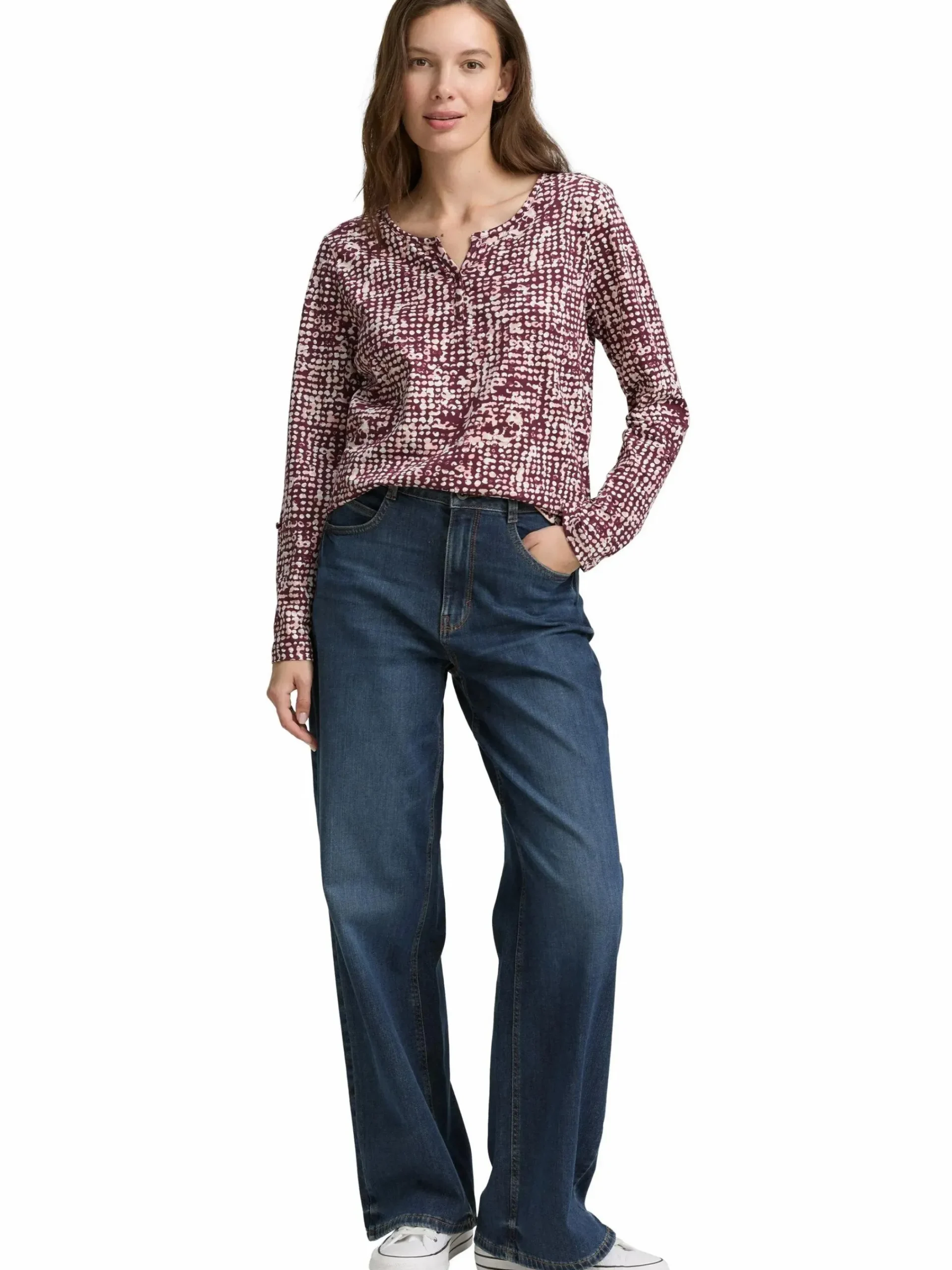 Damen Tom Tailor Damen Henley Blusenshirt