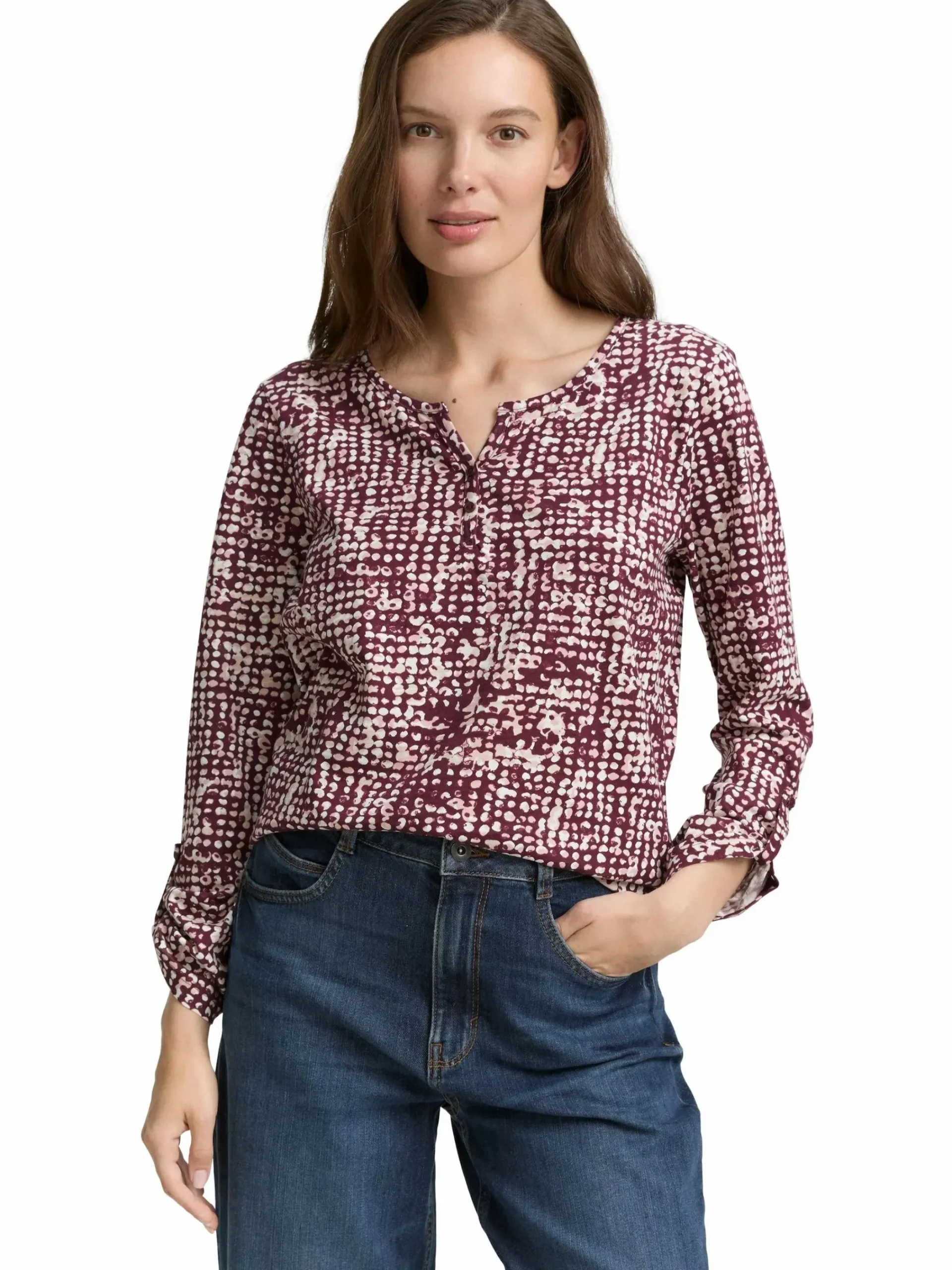 Damen Tom Tailor Damen Henley Blusenshirt