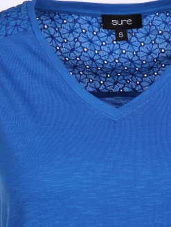 Damen Sure Damen Jerseytop mit Spitzenpasse