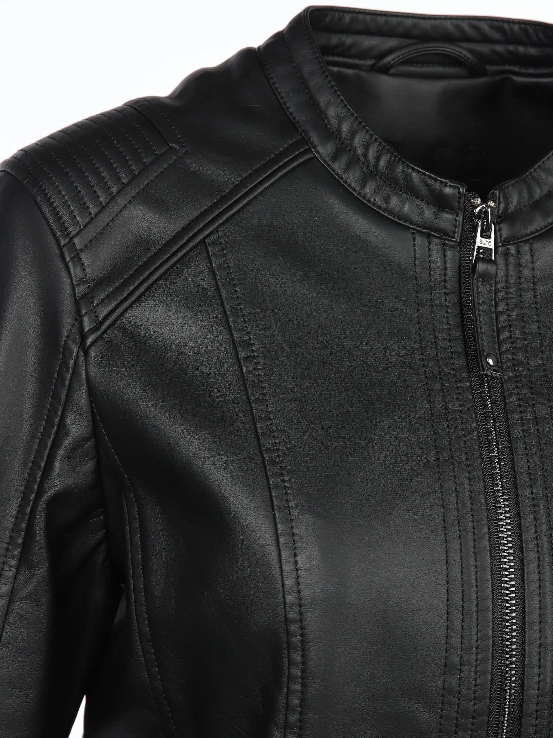 Damen Sure Damen Kunstlederjacke mit Stehkragen