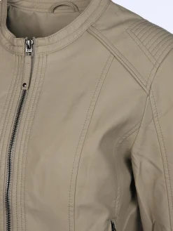 Damen Sure Damen Kunstlederjacke mit Stehkragen