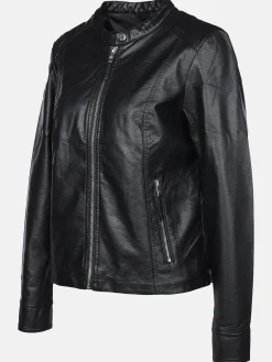 Damen Lisa Tossa Damen Kunstlederjacke mit Stehkragen