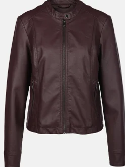 Damen Lisa Tossa Damen Kunstlederjacke mit Stehkragen