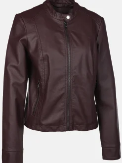 Damen Lisa Tossa Damen Kunstlederjacke mit Stehkragen