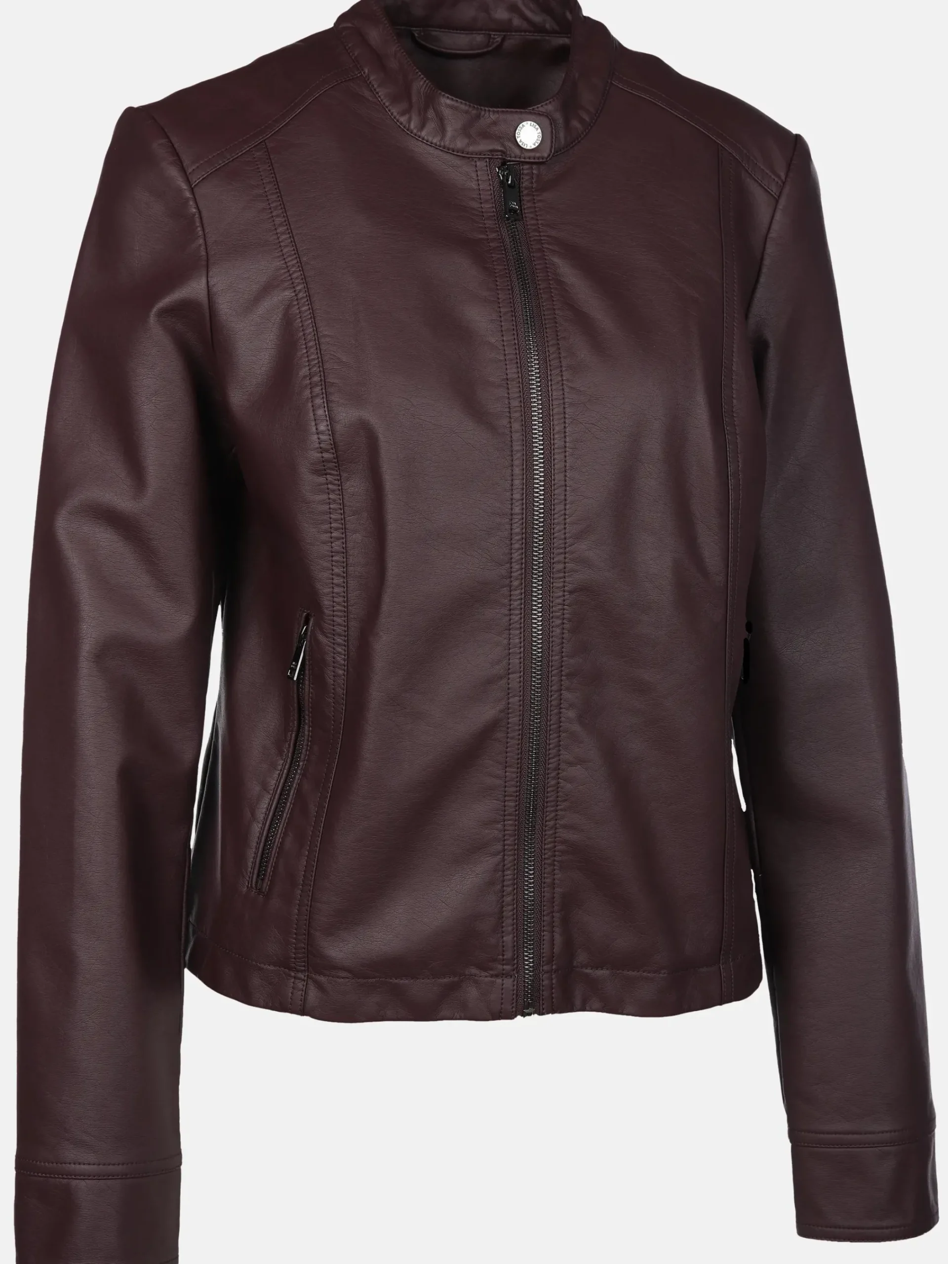 Damen Lisa Tossa Damen Kunstlederjacke mit Stehkragen