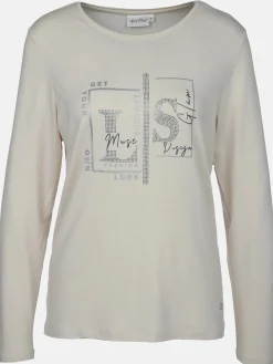 Damen Lisa Tossa Damen Langarmshirt mit Glitzerprint und Glitzernieten