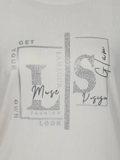 Damen Lisa Tossa Damen Langarmshirt mit Glitzerprint und Glitzernieten