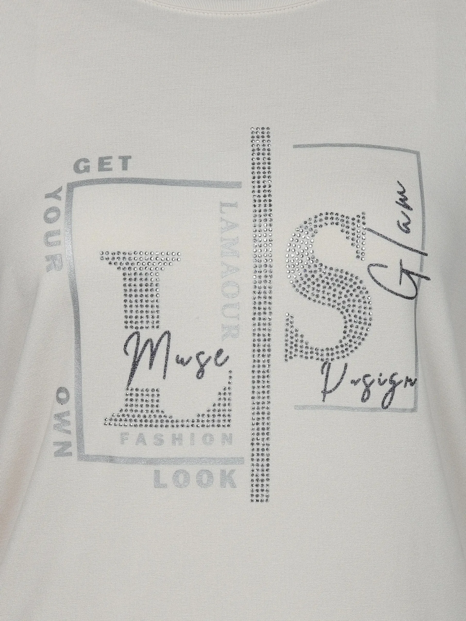 Damen Lisa Tossa Damen Langarmshirt mit Glitzerprint und Glitzernieten