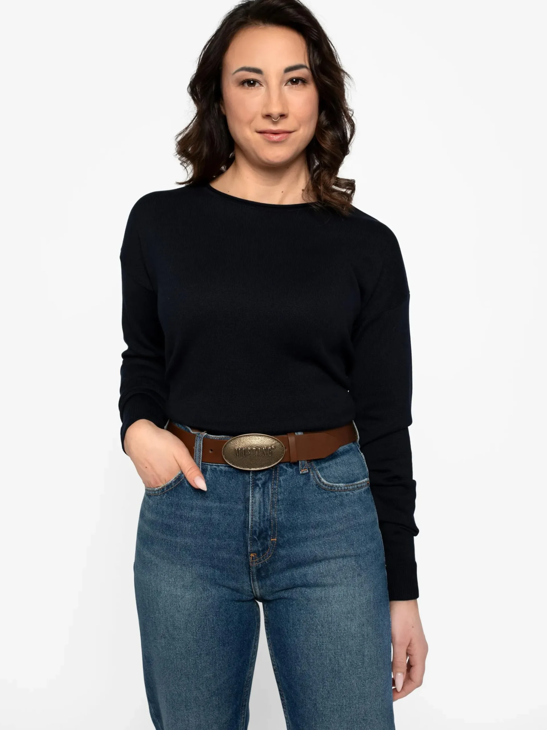 Damen Mustang Damen Ledergürtel mit Klemmschnalle