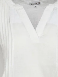 Damen Lisa Tossa Damen Leinentop mit Biesen
