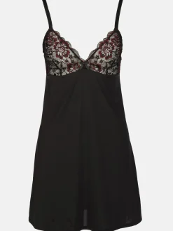 Damen Sure Damen Nachthemd mit zweifarbiger Spitze