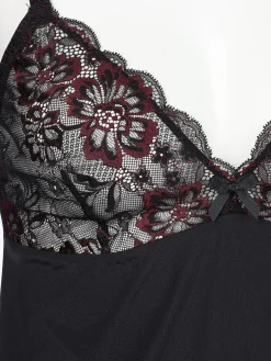 Damen Sure Damen Nachthemd mit zweifarbiger Spitze