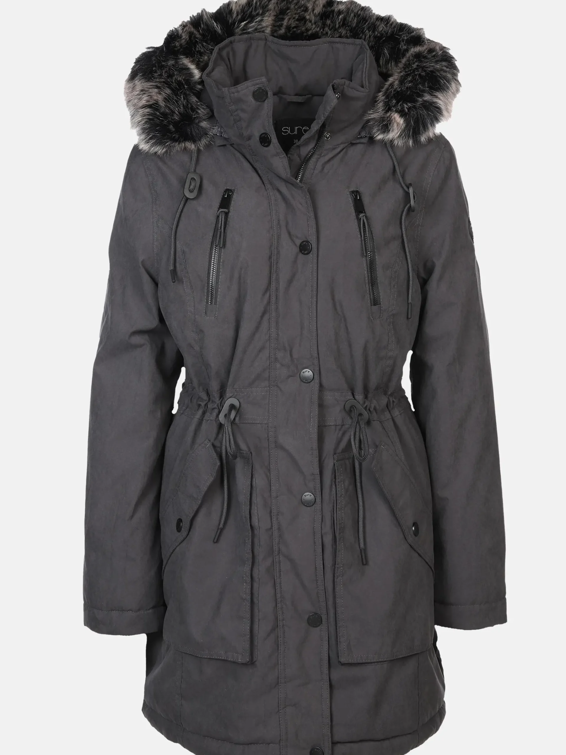 Damen Sure Damen Parka mit Kunstfellbesatz