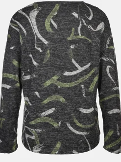 Damen Sure Damen Print Flauschshirt mit Strasssteinchen