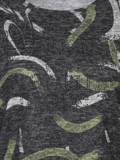 Damen Sure Damen Print Flauschshirt mit Strasssteinchen