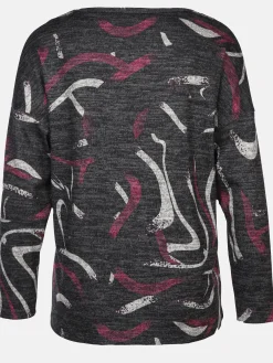 Damen Sure Damen Print Flauschshirt mit Strasssteinchen