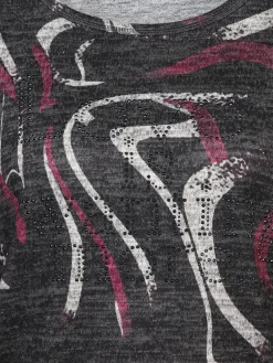 Damen Sure Damen Print Flauschshirt mit Strasssteinchen