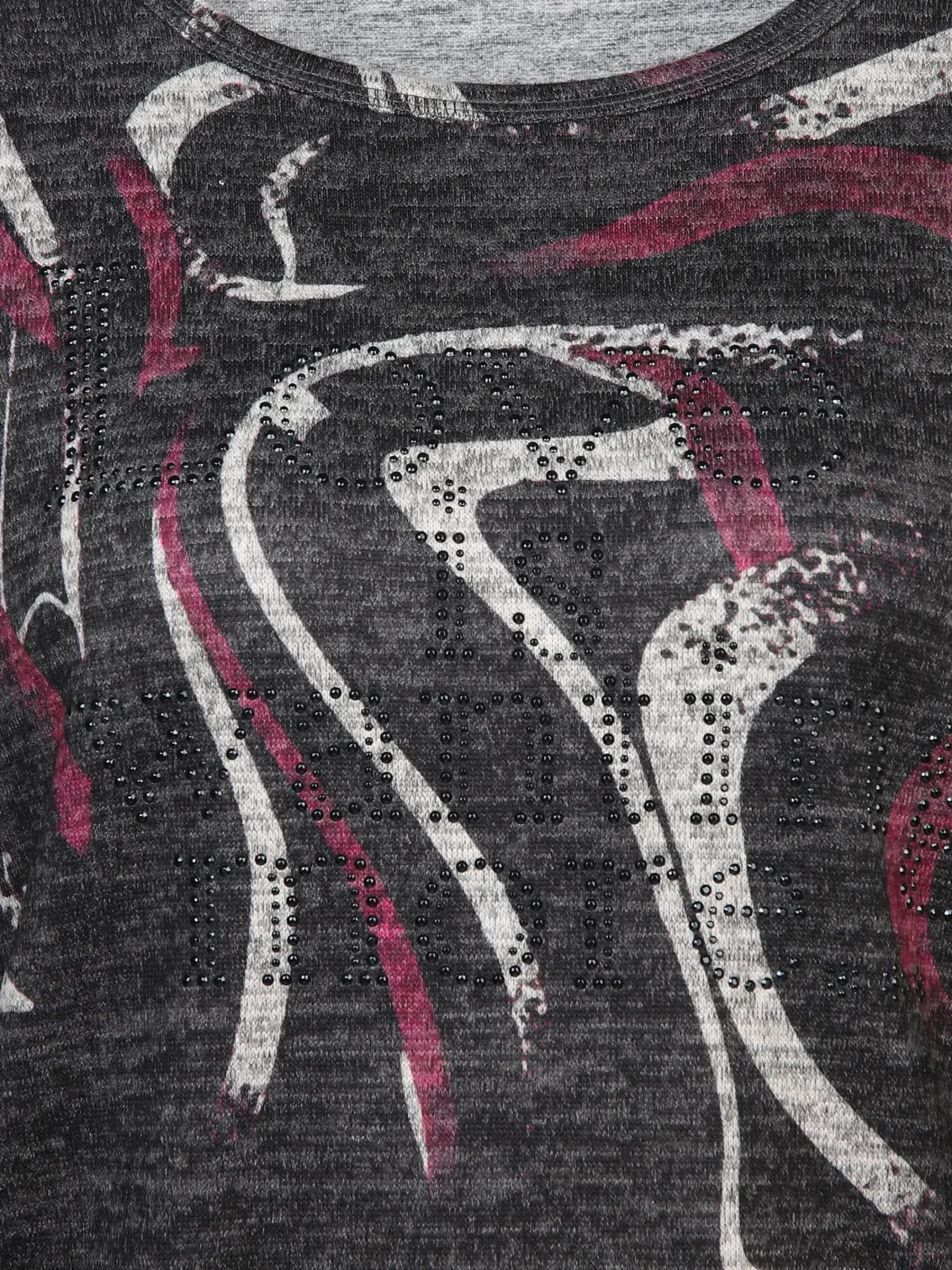 Damen Sure Damen Print Flauschshirt mit Strasssteinchen