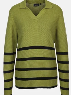 Damen Sure Damen Pullover mit Polokragen und Streifen