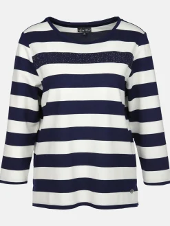 Damen Lisa Tossa Damen Ringelshirt mit Strasssteinchen