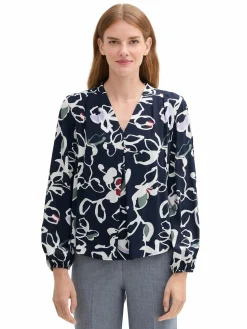 Damen Tom Tailor Damen Schlupfbluse mit Alloverprint