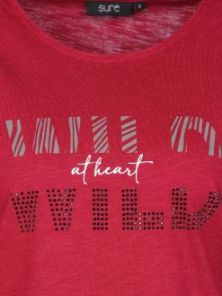 Damen Sure Damen Shirt mit Glitzerprint und Strasssteinchen