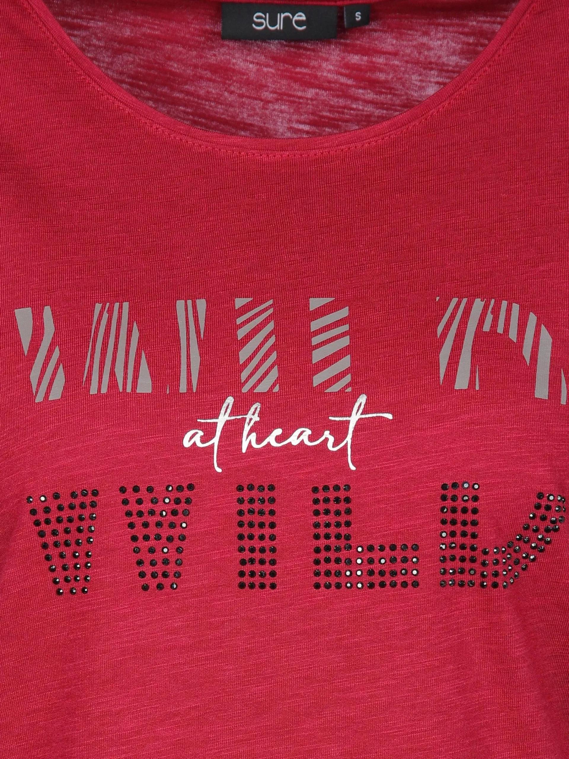 Damen Sure Damen Shirt mit Glitzerprint und Strasssteinchen
