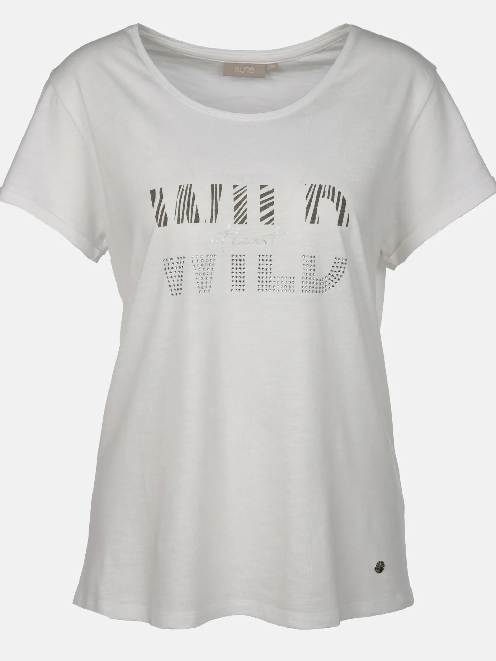 Damen Sure Damen Shirt mit Glitzerprint und Strasssteinchen
