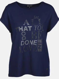 Damen Lisa Tossa Damen Shirt mit Glitzersteinchen und Print