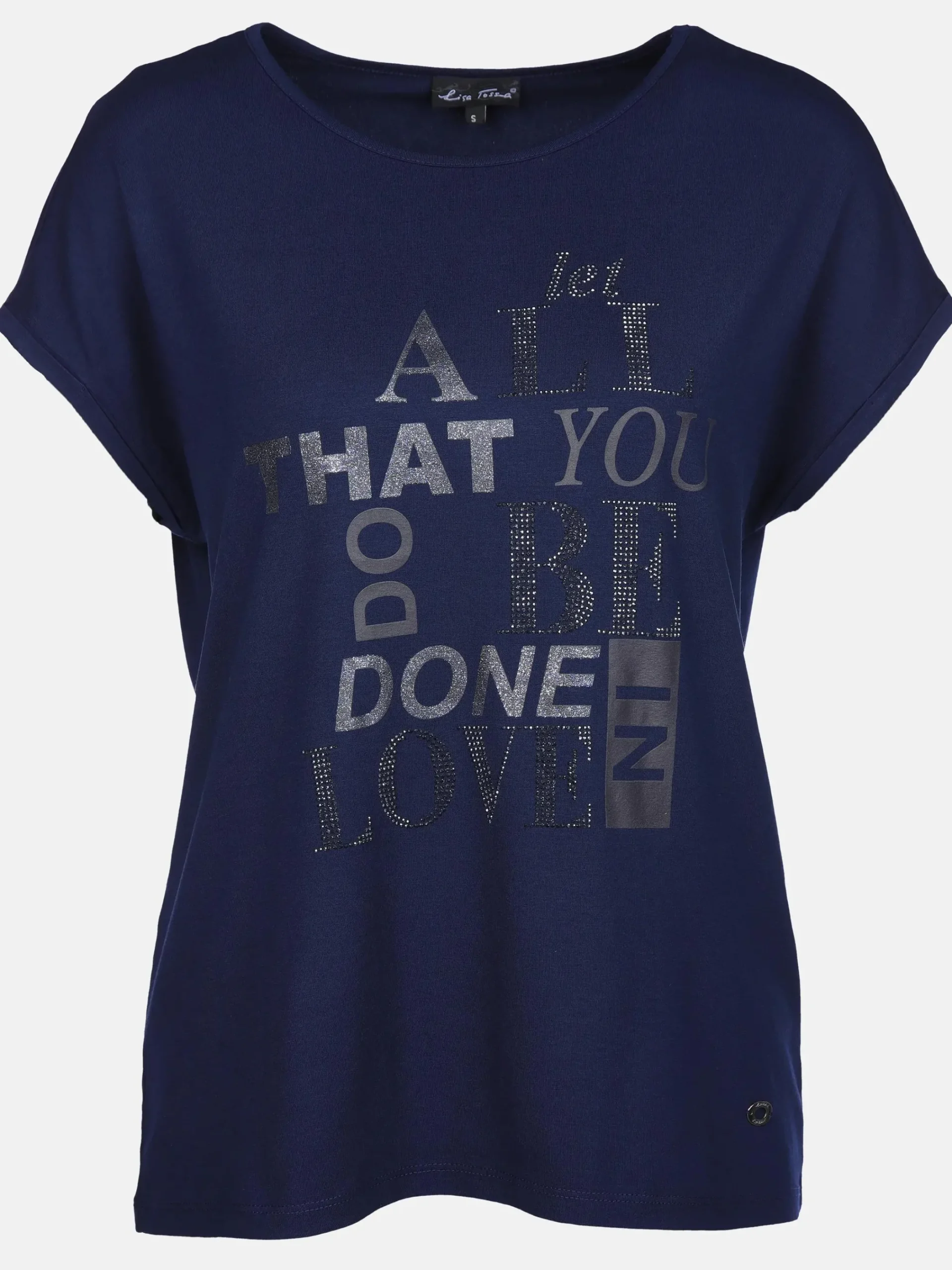 Damen Lisa Tossa Damen Shirt mit Glitzersteinchen und Print