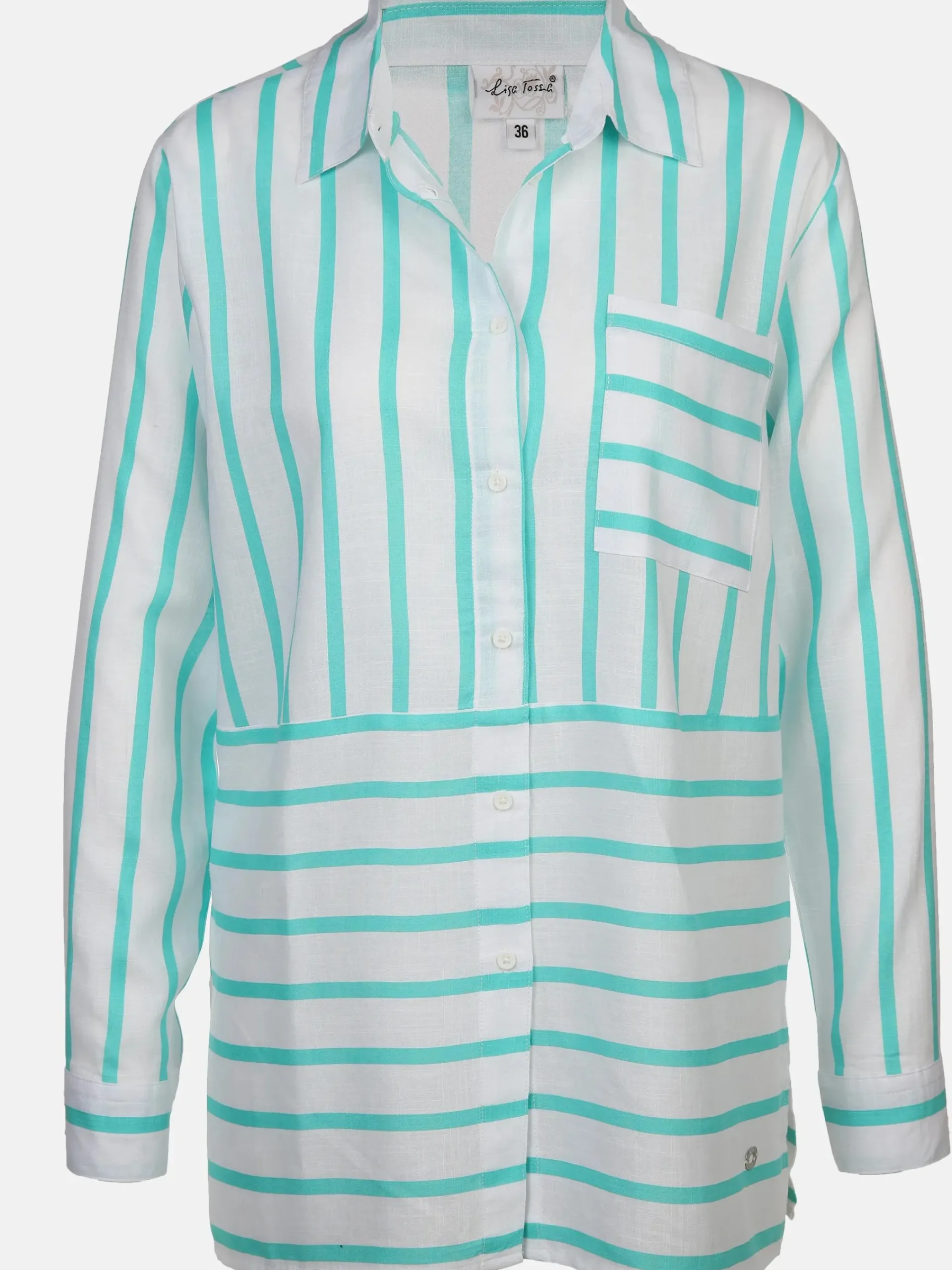 Damen Lisa Tossa Damen Streifenbluse mit Brusttasche