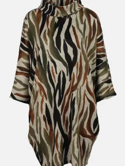 Damen Apricot Damen Strickkleid mit Taschen