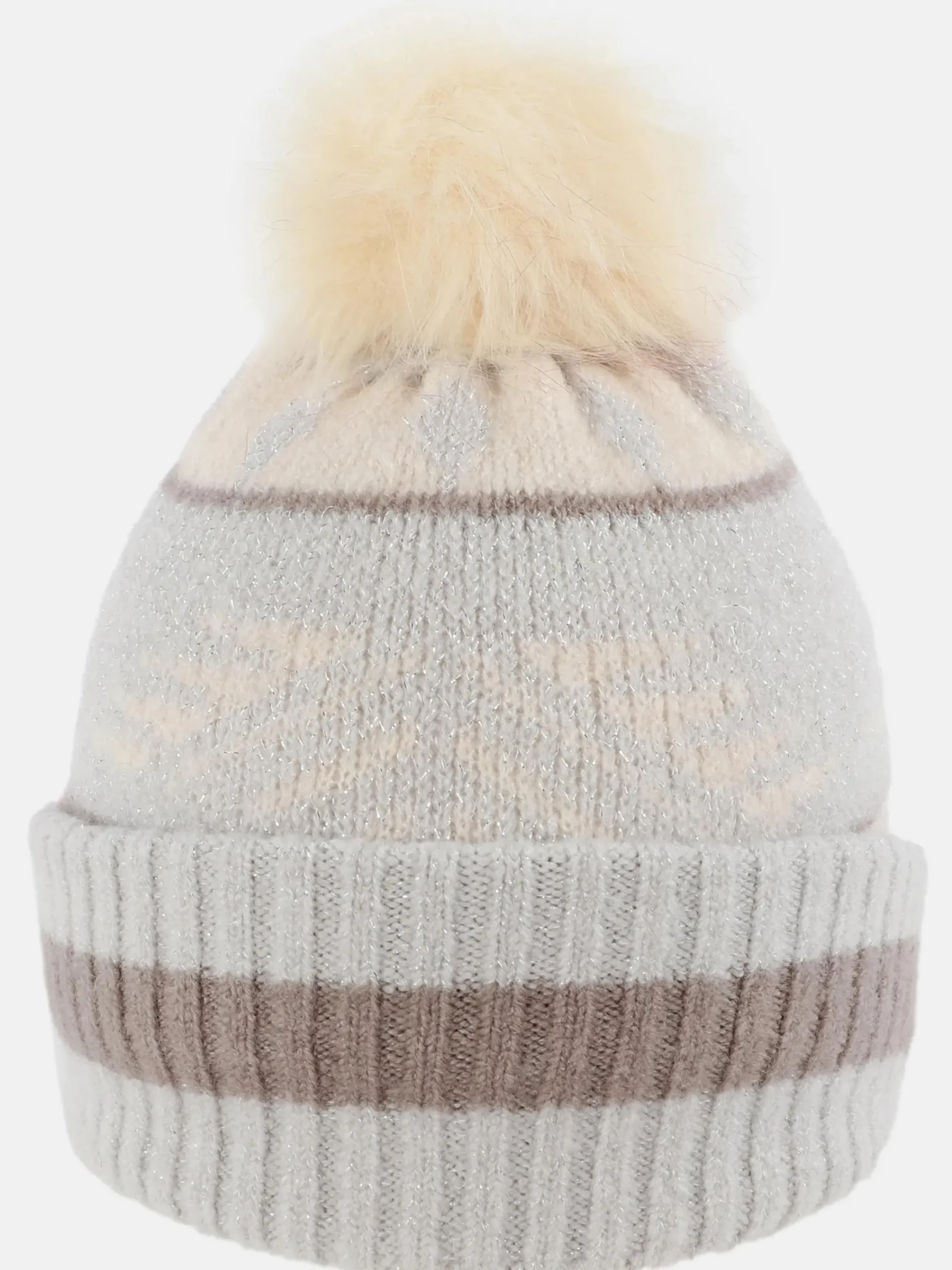 Damen Sure Damen Strickmütze mit Bommel und Glitzerfäden