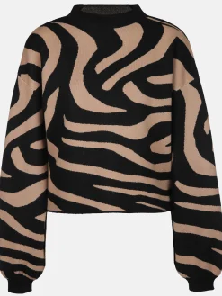Damen Apricot Damen Strickpullover im Zebra Look