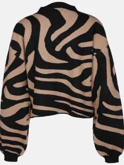 Damen Apricot Damen Strickpullover im Zebra Look